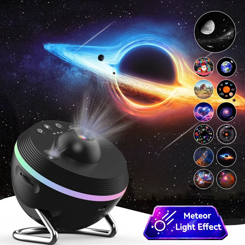 12 in 1 Galaxy Star Projector with Meteor Ultra Clear Night Light Lamp Rotary Space Ball Planetarium Projector Lights for Kids G