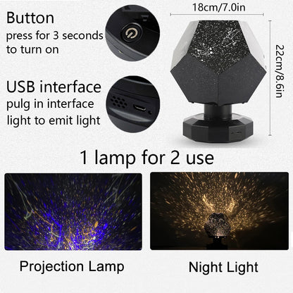 Creative Star Projection Lamp Romantic Rotating Constellation Projector Bedroom Starry Sky Galaxy Atmosphere Lamp Children Gift